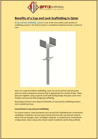 benefits of a cup and lock scaffolding in qatar
