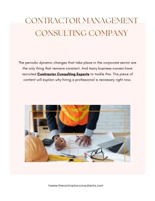 Top Professional Construction Contractor Management Consulting Company
