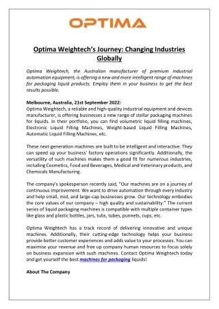 optima weightech s journey changing industries