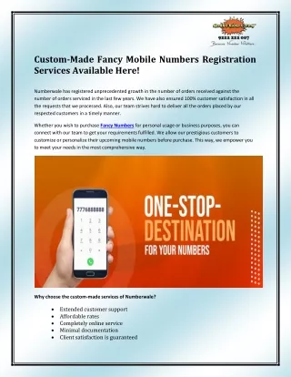 custom made fancy mobile numbers registration