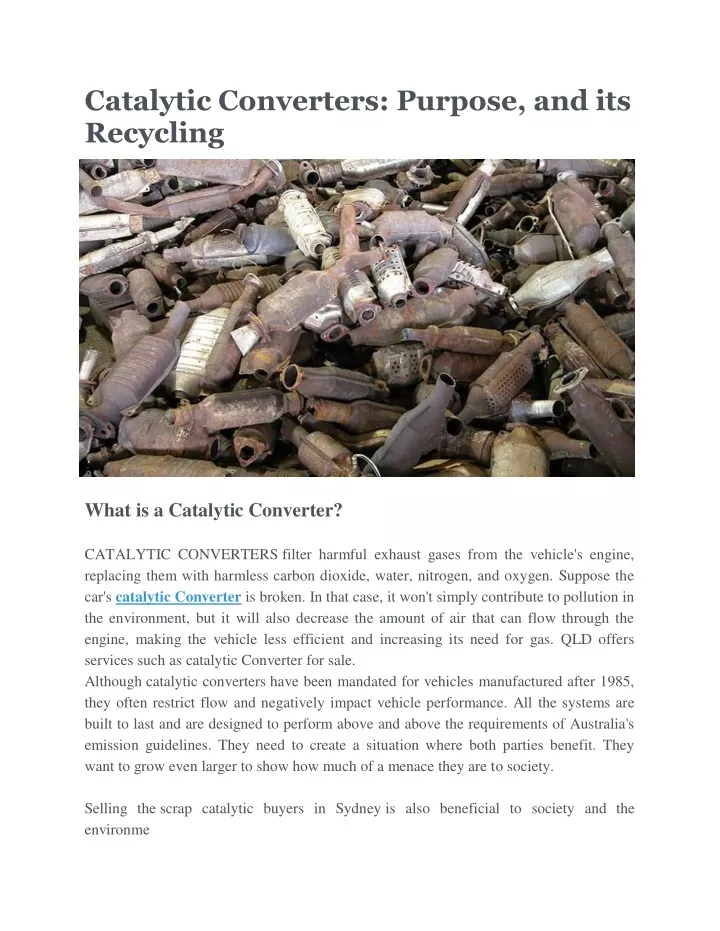 catalytic converters purpose and its recycling