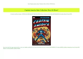 Read Captain America Epic Collection Hero Or Hoax PDF eBook