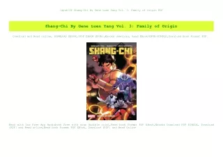 [epub]$$ Shang-Chi By Gene Luen Yang Vol. 3 Family of Origin PDF