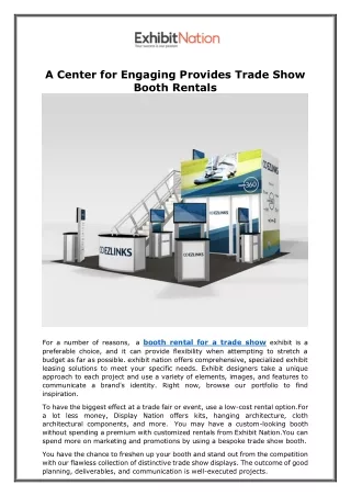A Center for Engaging Provides Trade Show Booth Rentals