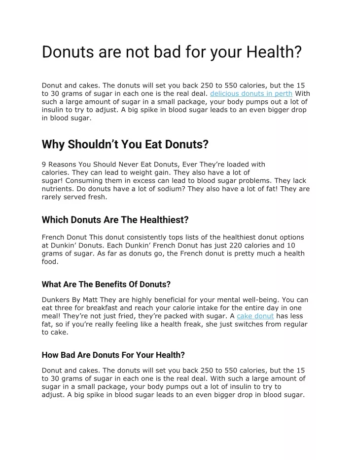 donuts are not bad for your health