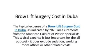Brow Lift Surgery Cost in Duba