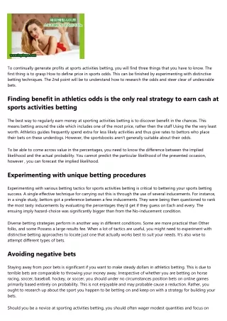 to continually generate profits at sports