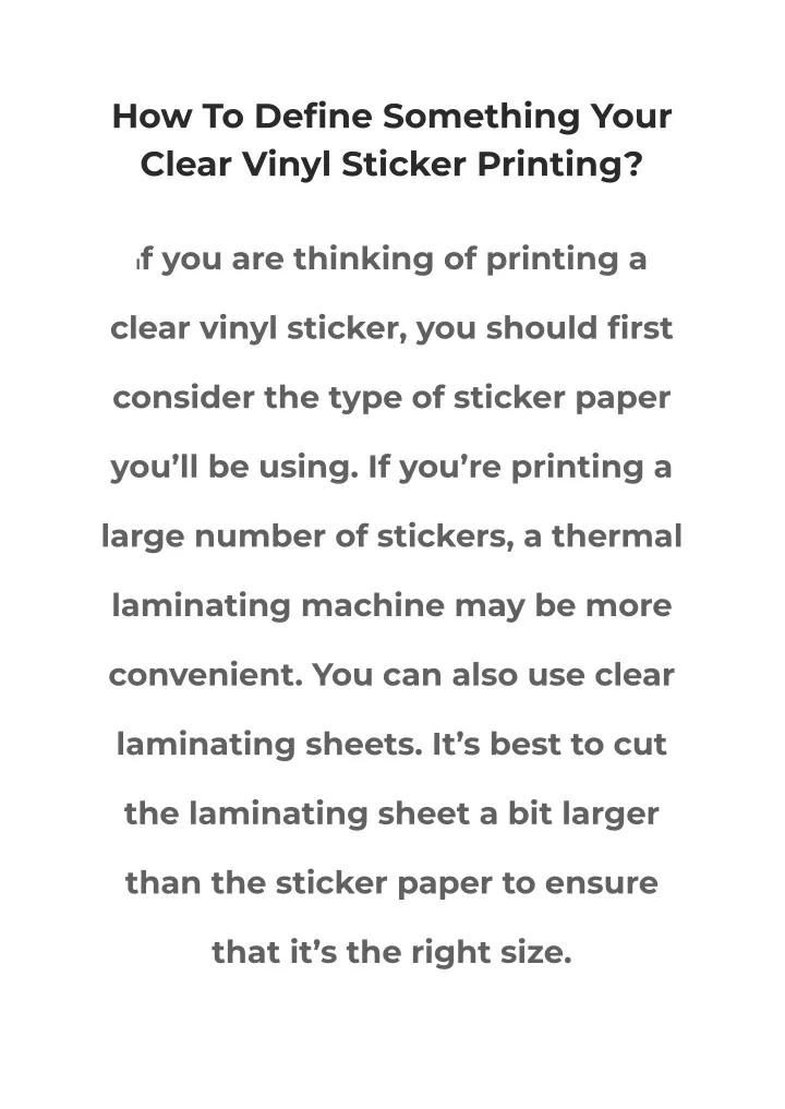 PPT - How To Define Something Your Clear Vinyl Sticker Printing ...