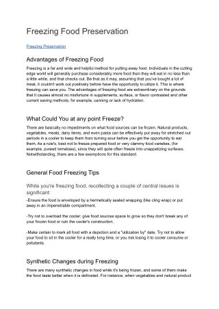 freezing food preservation