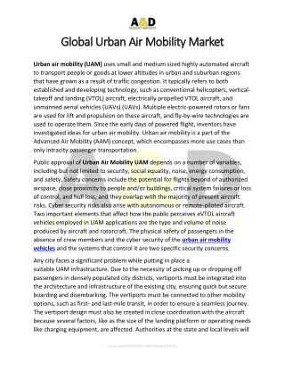 global urban air mobility market global urban