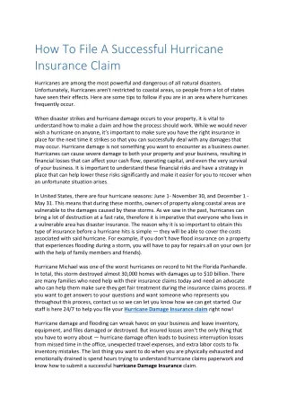 how to file a successful hurricane insurance