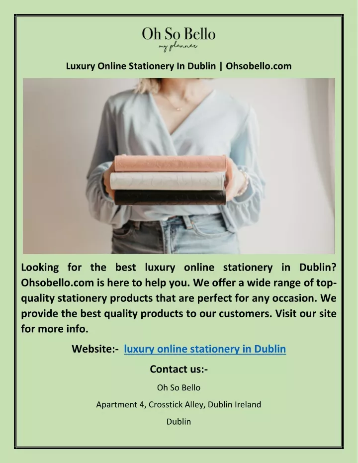 luxury online stationery in dublin ohsobello com