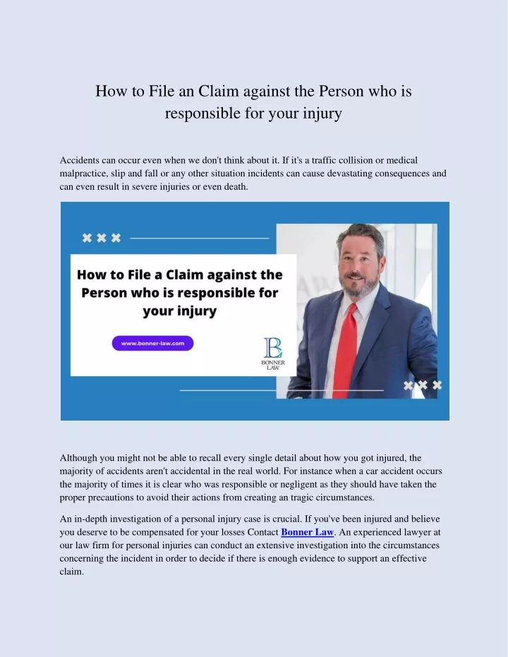how to file an claim against the person