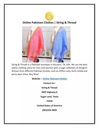 Online Pakistani Clothes | String & Thread