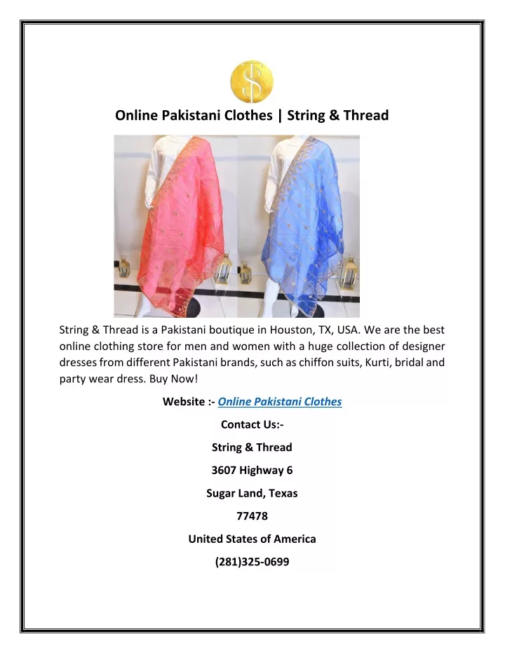 online pakistani clothes string thread