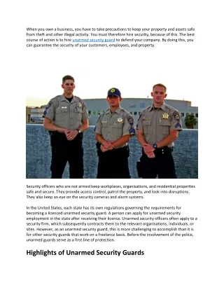 Certified unarmed security guard