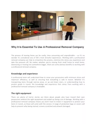 why it is essential to use a professional removal