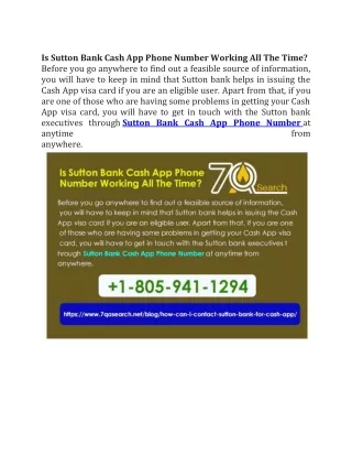 Is Sutton Bank Cash App Phone Number Working All The Time