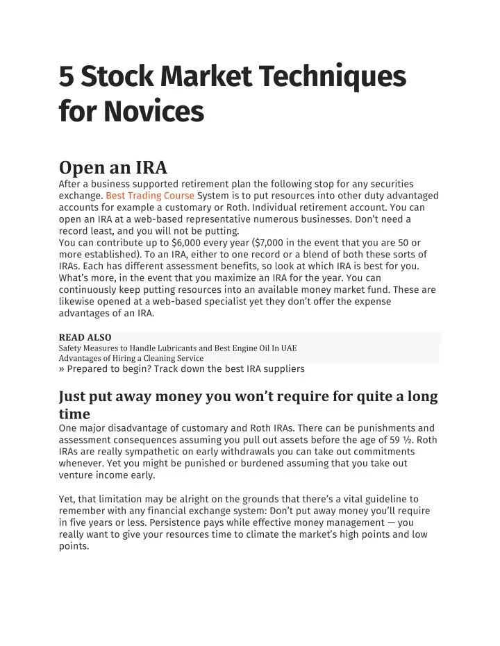 5 stock market techniques for novices open