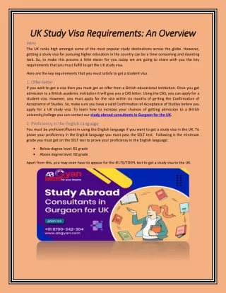 UK Study Visa Requirements An Overview - AbGyan Overseas