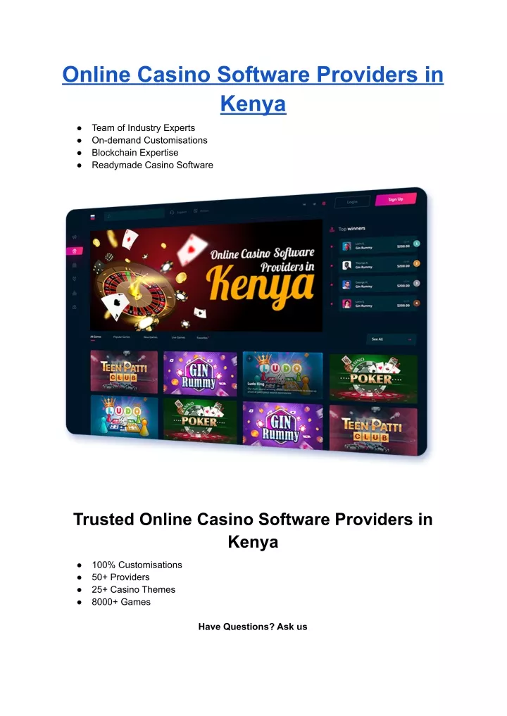 online casino software providers in kenya