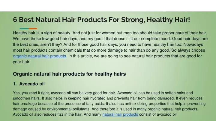 6 best natural hair products for strong healthy hair