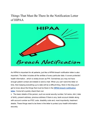 Things That Must Be There In the Notification Letter of HIPAA