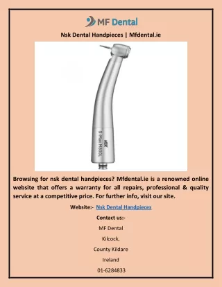 Nsk Dental Handpieces | Mfdental.ie