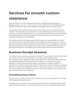 Services for smooth custom clearance
