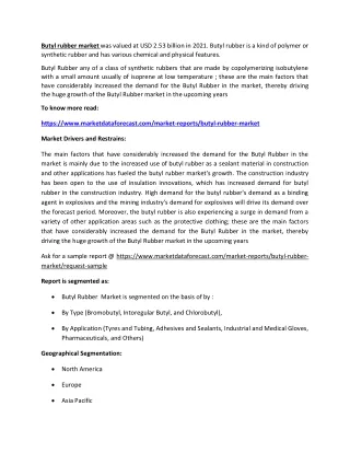 butyl rubber market was valued