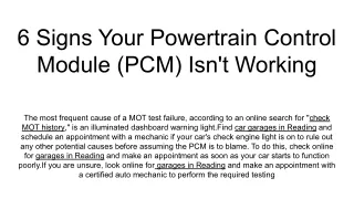 6 signs your powertrain control module
