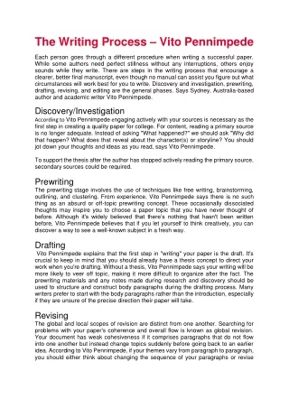 the writing process vito pennimpede