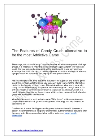 Features of Candy Crush alternative