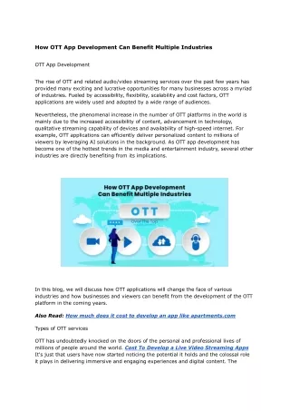 how ott app development can benefit multiple