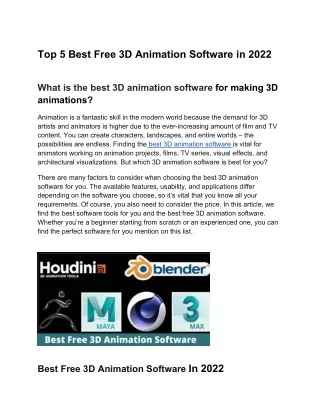 Top 5 Best Free 3D Animation Software in 2022
