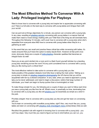 The Most Effective Method To Converse With A Lady_ Privileged Insights For Playboys