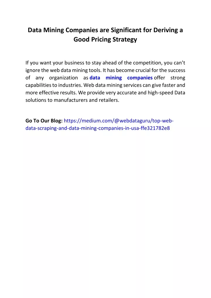 data mining companies are significant