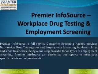 Premier InfoSource – Workplace Drug Testing & Employment Screening
