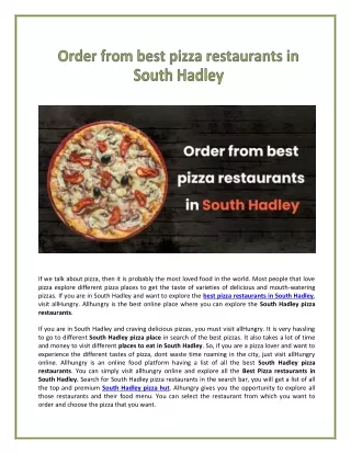 Order from best pizza restaurants in South Hadley
