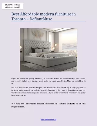 Best Affordable modern furniture in Toronto