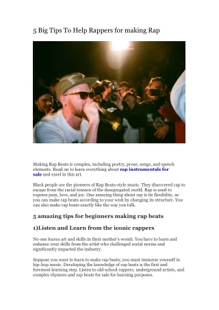 5 Big Tips To Help Rappers for making Rap