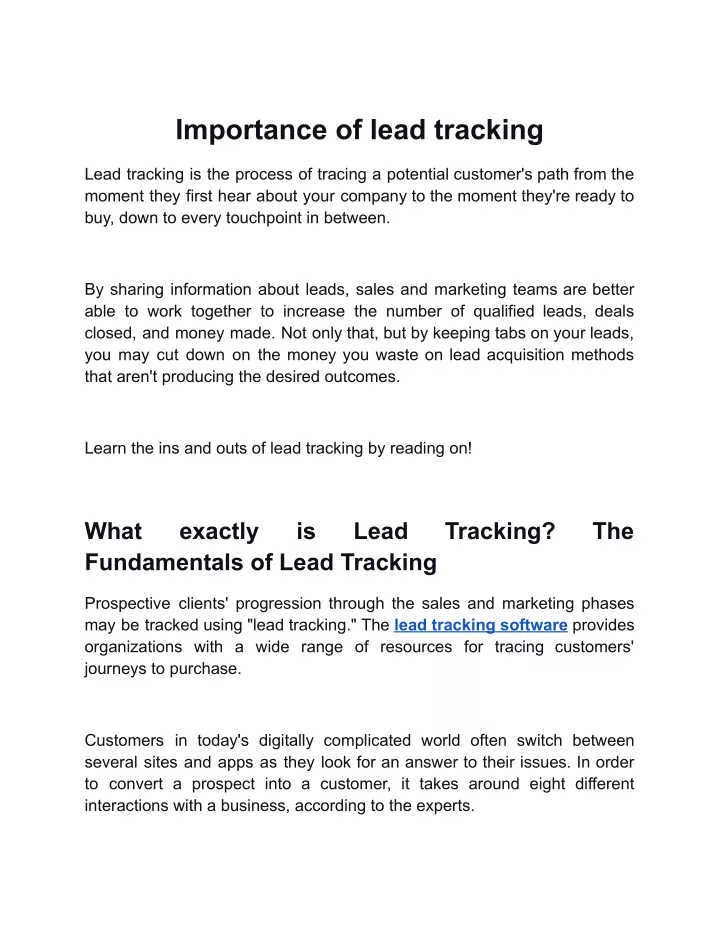 importance of lead tracking