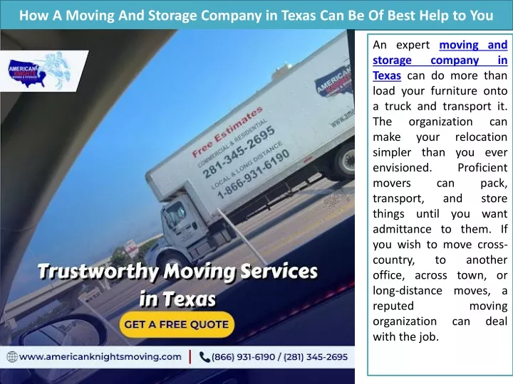 how a moving and storage company in texas can be of best help to you