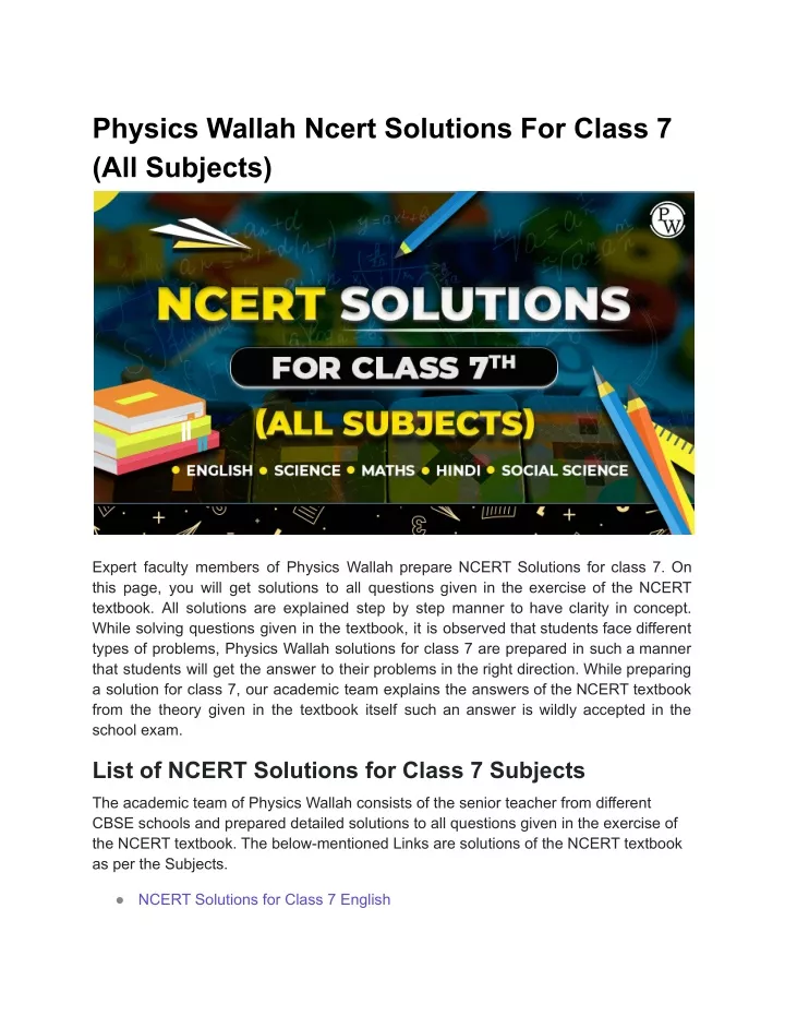 physics wallah ncert solutions for class