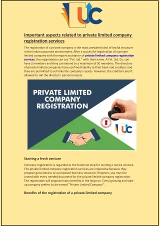 Important aspects related to private limited company registration services