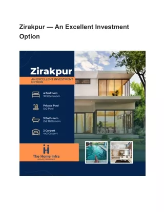 Zirakpur — An Excellent Investment Option