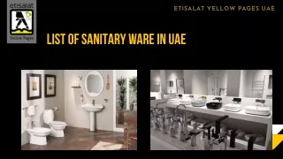 List of Sanitary Ware in UAE