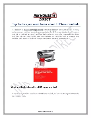 Top factors you must know about HP toner and ink