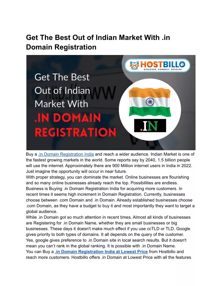 get the best out of indian market with in domain