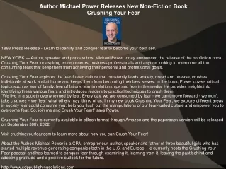 Author Michael Power Releases New Non-Fiction Book Crushing Your Fear
